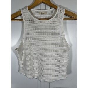 Madewell Tank Women's Large Crochet-Knit Cutaway Racerback Lighthouse White NWOT